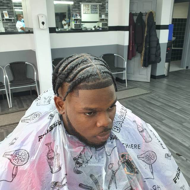 Cornrow braids with a clean fade